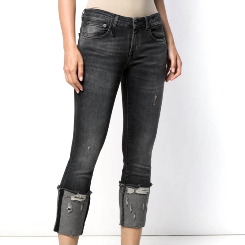 R13 Kate Skinny Ankle Jeans with Distressed High Cuff